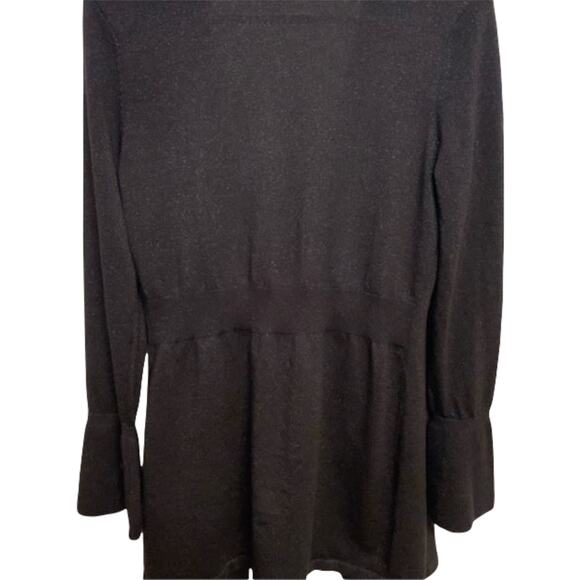 WHITE HOUSE BLACK MARKET Black Shimmer Open Front Gathered Back Cardigan XS - Picture 5 of 12